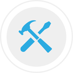 Icon of 4 rectangles together that represents the dashboard view of Bezlio's mobile sales software accounts view screen, built on top of our no-code development platform.