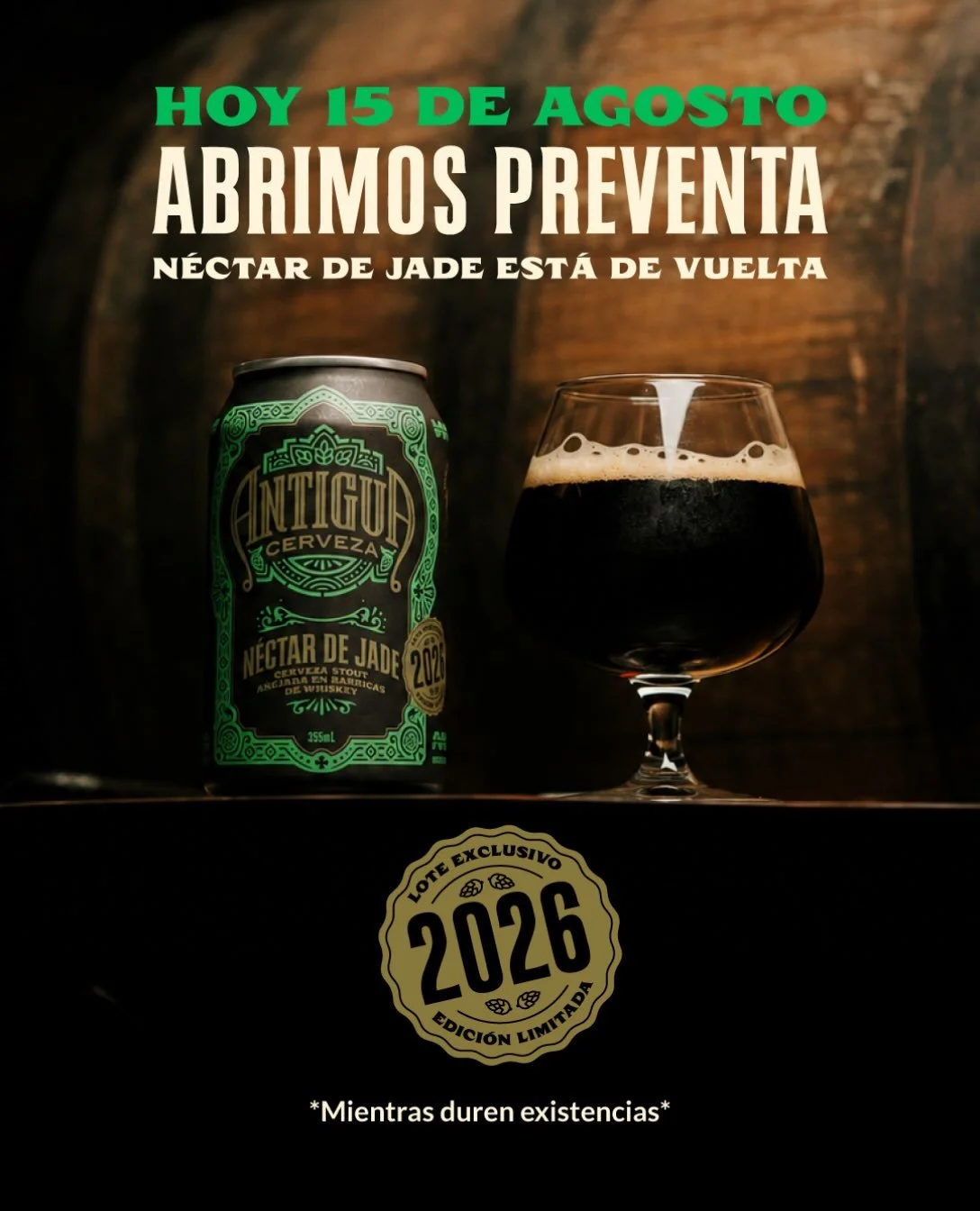 &iexcl;SE ABRI&Oacute; PREVENTA! 🍻

&iexcl;La espera termin&oacute;! Ya puedes reservar tu N&eacute;ctar de Jade Edici&oacute;n 2026. 🤩🔥

Porque lo bueno se espera&hellip; pero no se deja pasar. 🍺

Link en bio. Nos vemos en el lanzamiento. 👀

Ha