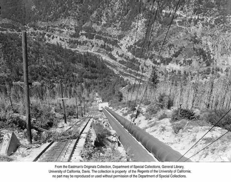 1955, Penstocks to Bucks Creek Powerhouse in the Feather RiverCanyon.jpg