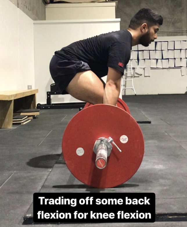 We can trade off spinal flexion for knee flexion.