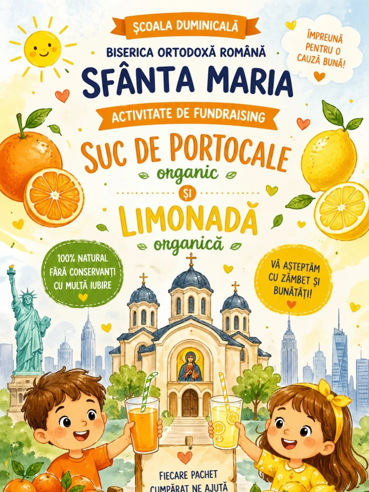 Dragi părinți,

Vă invităm cu drag să participați &icirc;mpreună cu copiii la o zi specială organizată de Școala Duminicală a Bisericii Ortodoxe Rom&acirc;ne Sf&acirc;nta Maria din New York &ndash; o zi plină de credință, bucurie și spirit de echipă.
