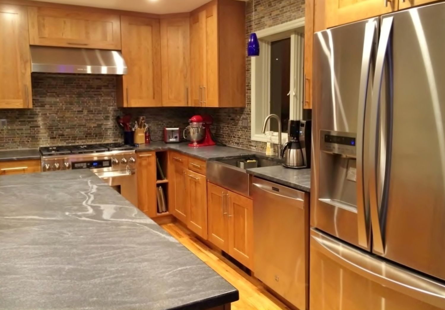 A honed granite countertop