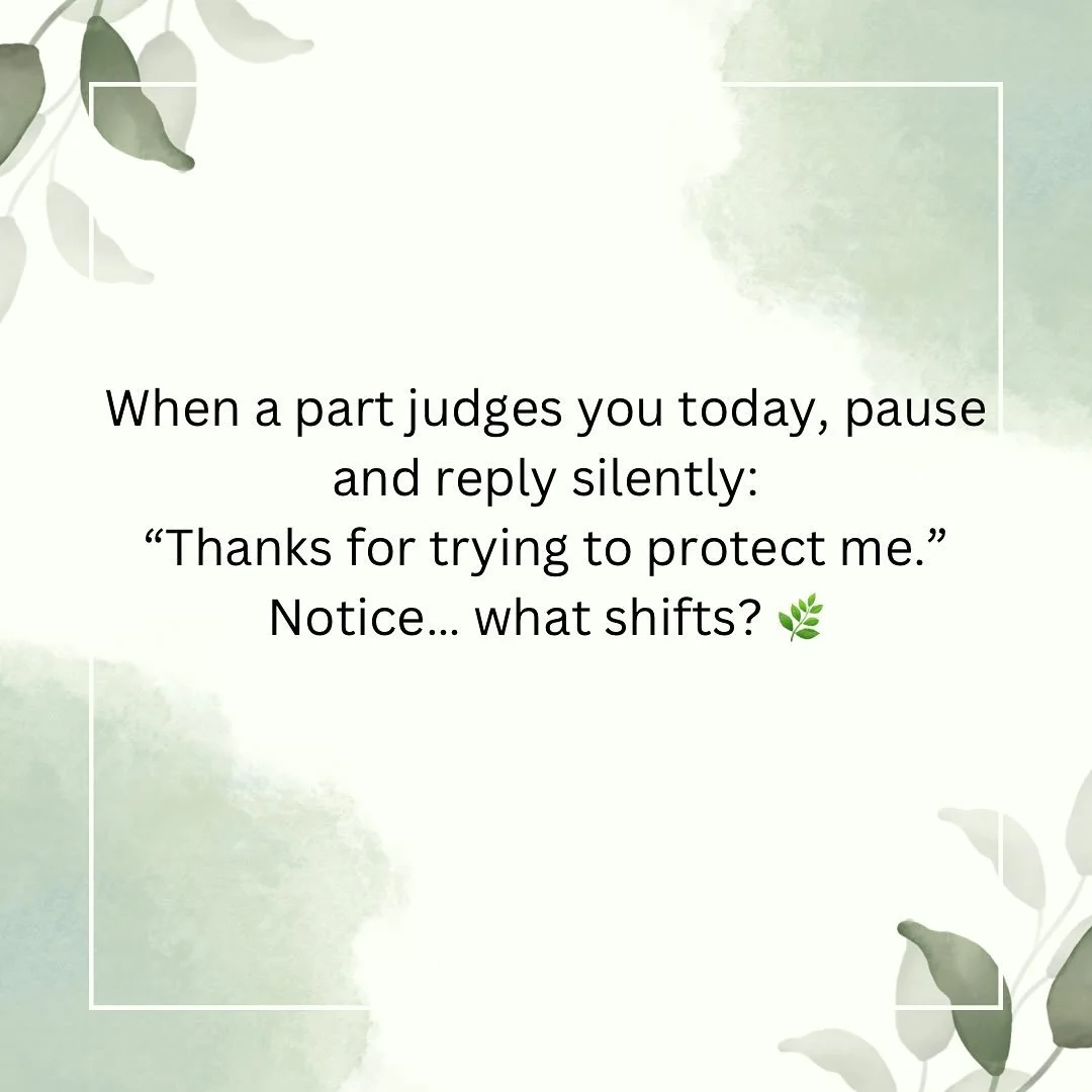 Judgmental parts often sound harsh, but underneath, they&rsquo;re usually trying to protect us from shame, failure, or rejection. Instead of pushing them away, experiment with a simple acknowledgment. A gentle &ldquo;thank you&rdquo; can soften the i