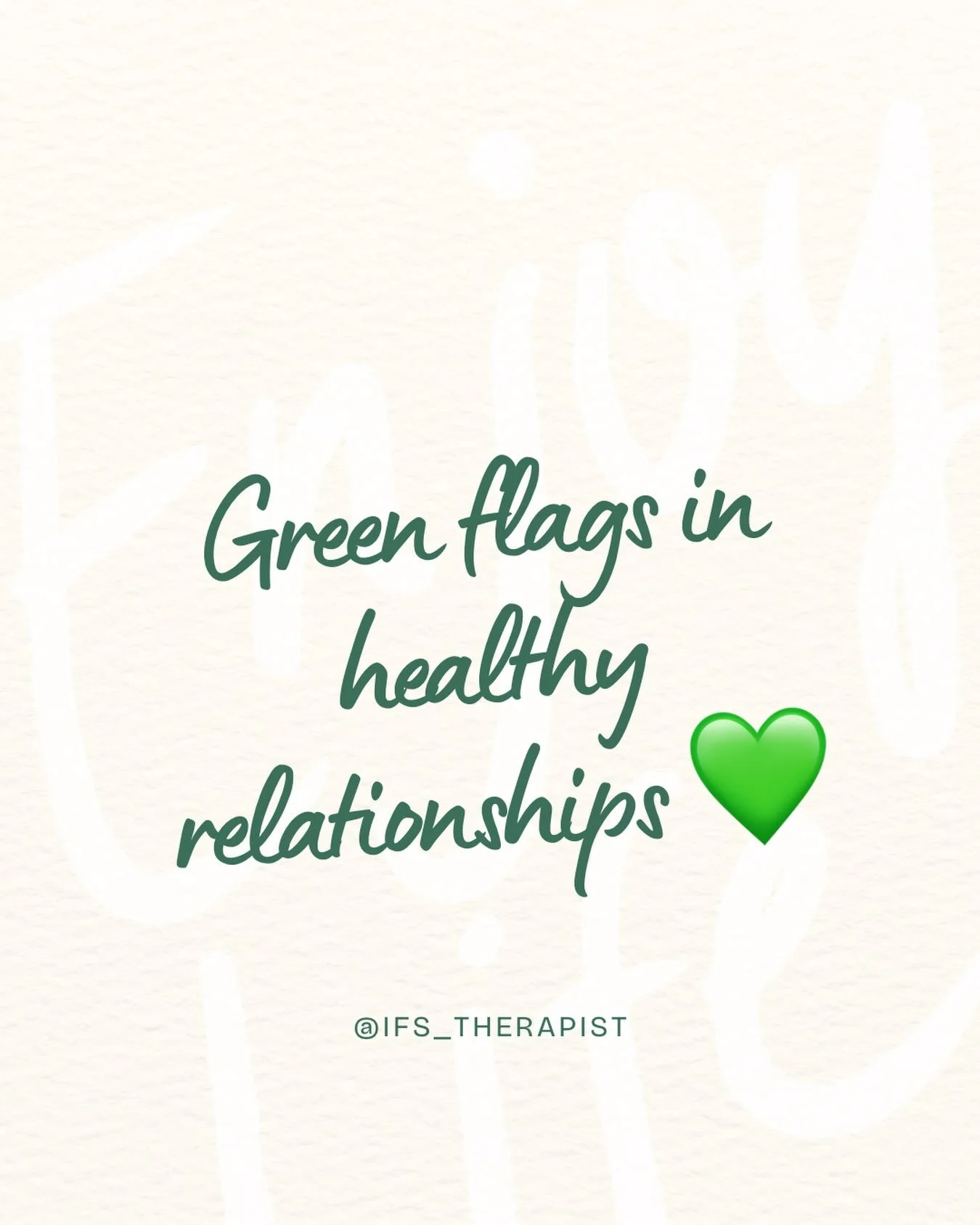 Healthy relationships aren&rsquo;t perfect. But they tend to feel safe, respectful, and reciprocal.

Some green flags:
💚 You can be yourself without constantly monitoring their reaction
💚 They respect your boundaries, even when they&rsquo;re disapp
