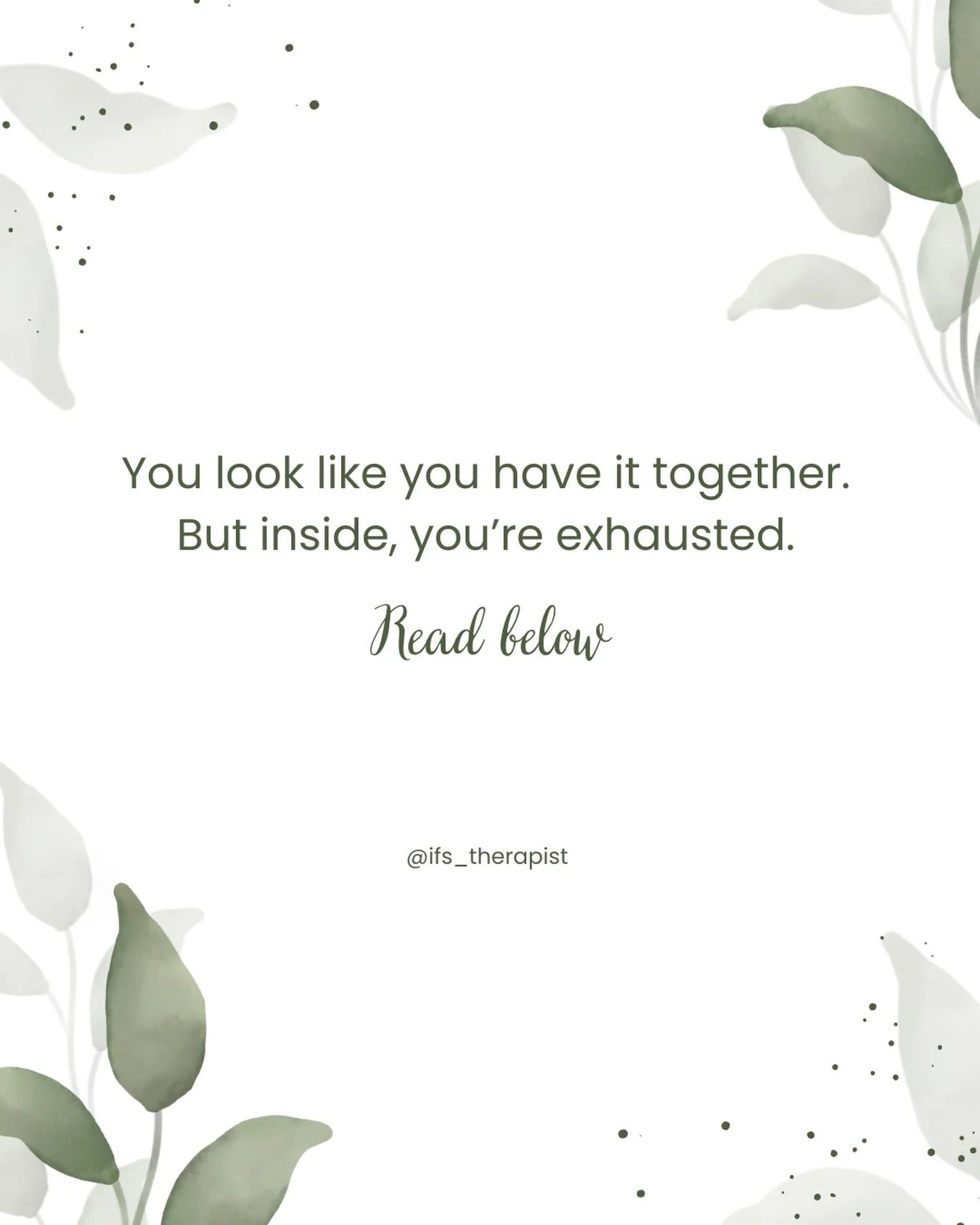 You might be functioning well on the outside while feeling overwhelmed, anxious, disconnected, or exhausted on the inside.

Maybe you&rsquo;re constantly thinking about other people&rsquo;s needs. Maybe you overthink conversations, struggle to relax,