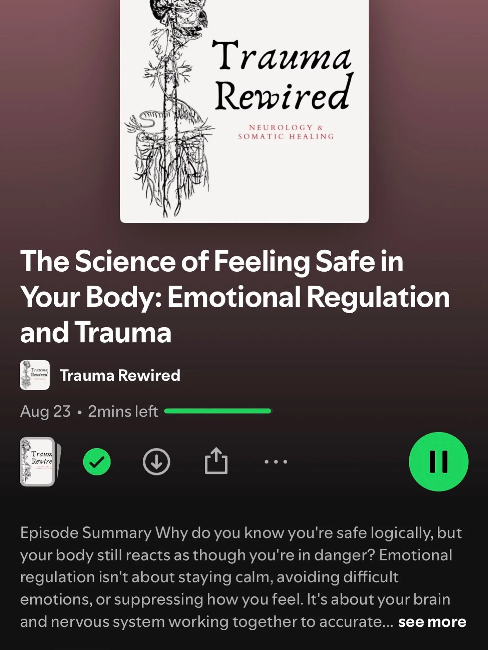 So many people logically understand they are safe but can&rsquo;t get their body and nervous system to feel emotionally safe. This podcast explores that using brain science! It&rsquo;s a great listen 🧠