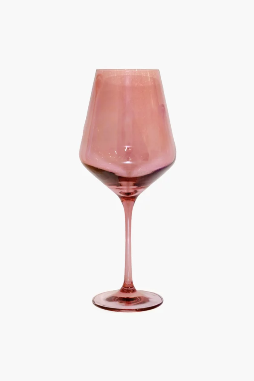 Tuckernuck, Estelle Colored Glass, Rose Stemmed Wine Glass (Set of Six)