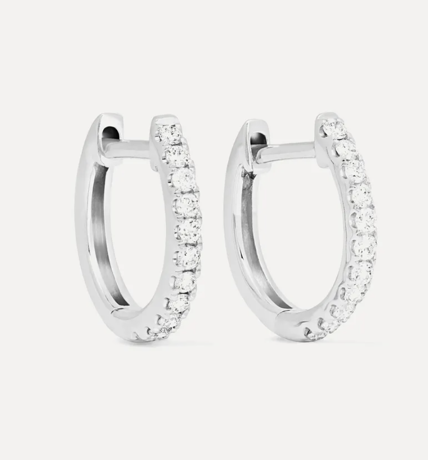 Net-A-Porter Anita Ho Huggies 18-Karat White Gold Diamond Earrings