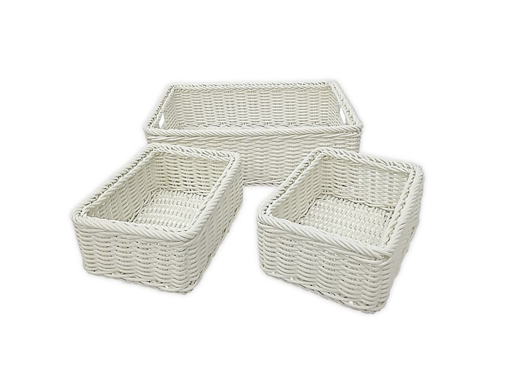Bed, Bath &amp; Beyond Baum Lisbon Faux Wicker Sweater and Shelf Baskets in White (Set of 3)