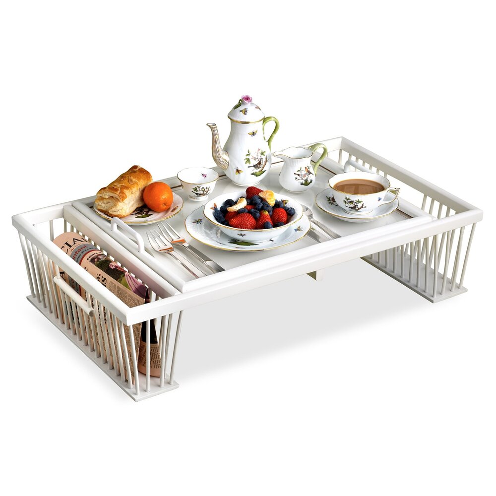 Scully &amp; Scully Breakfast Bed Tray with Reading Rack, White