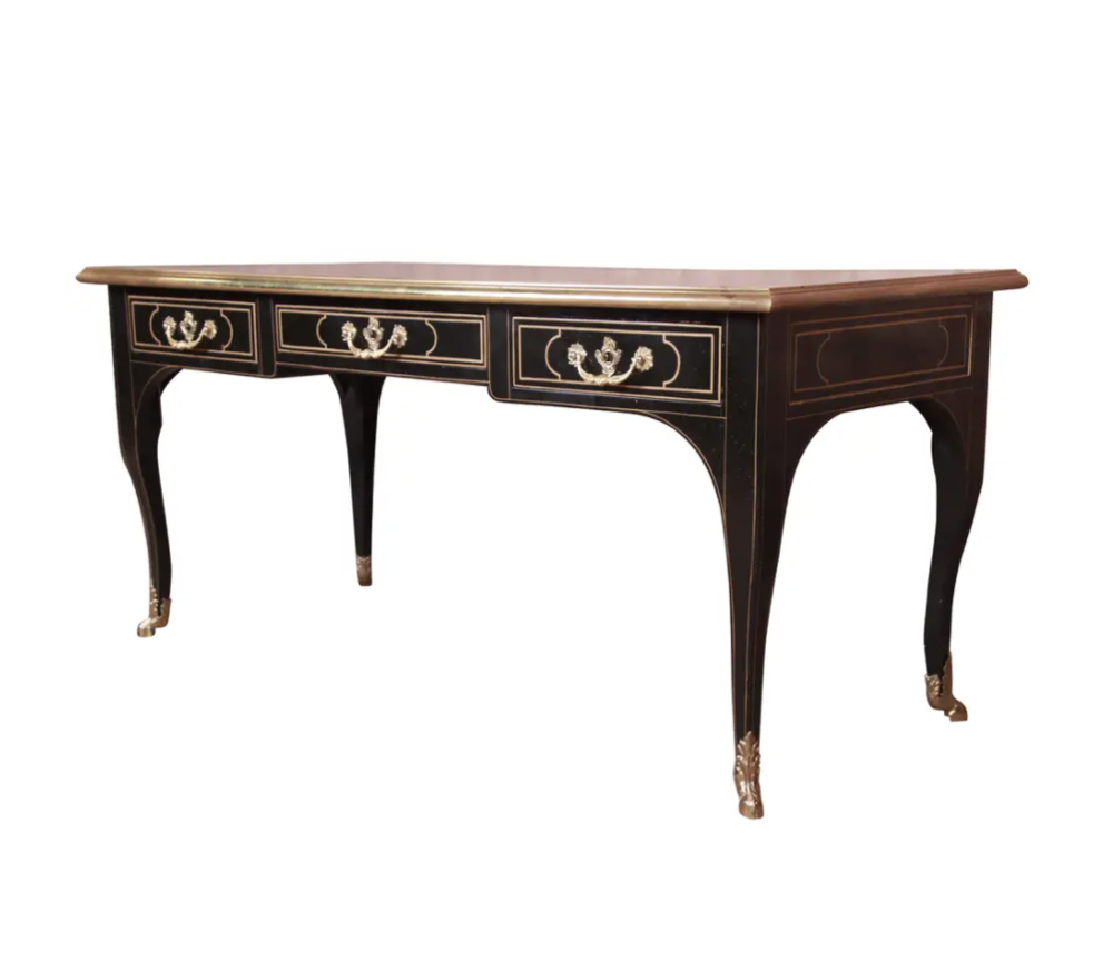 1st Dibs, Baker Furniture French Louis XV Leather Top Bureau Plat Desk