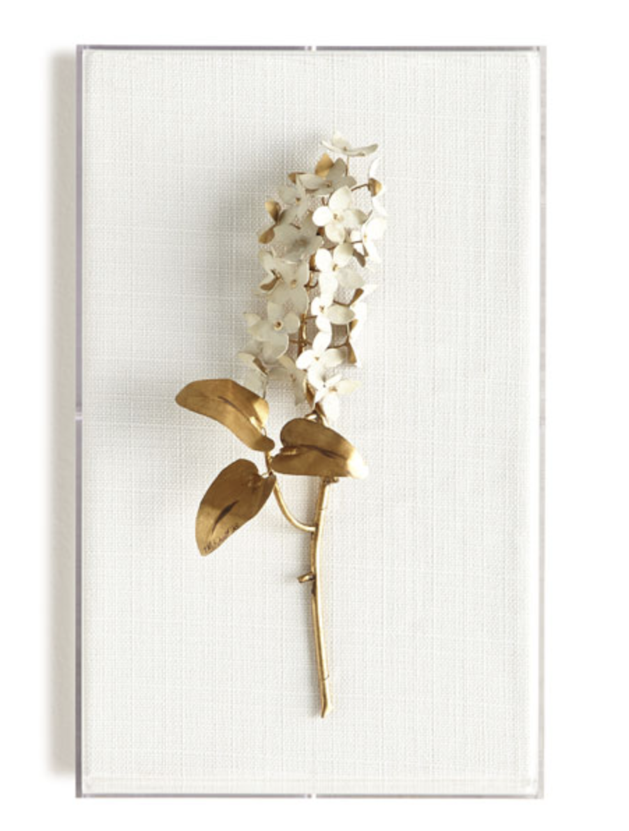 Horchow, Tommy Mitchell Original Gilded Flowers on White Linen Wall Art Series