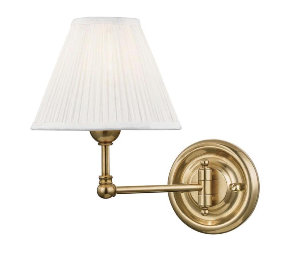 1-800Lighting, Mark D. Sikes No. 1 10 Inch Wall Sconce by Hudson Valley Lighting in Aged Brass with Off White Silk Shade