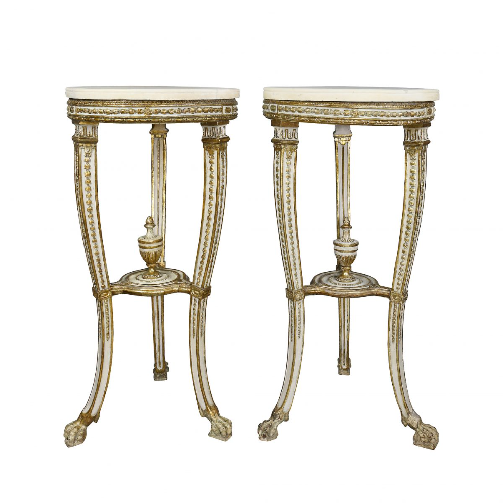 David Neligan Antiques Pair Of Swedish Neoclassical Giltwood And Painted Urn Stands