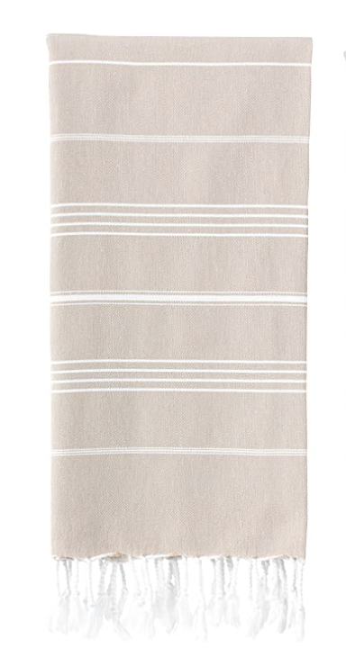 Amazon WETCAT Turkish Beach Towel (38 x 71) - Prewashed for Soft Feel, 100% Cotton - Quick Dry Bath Towels Extra Large with Lively Colors - Unique Farmhouse Bathroom Towels - [Beige]