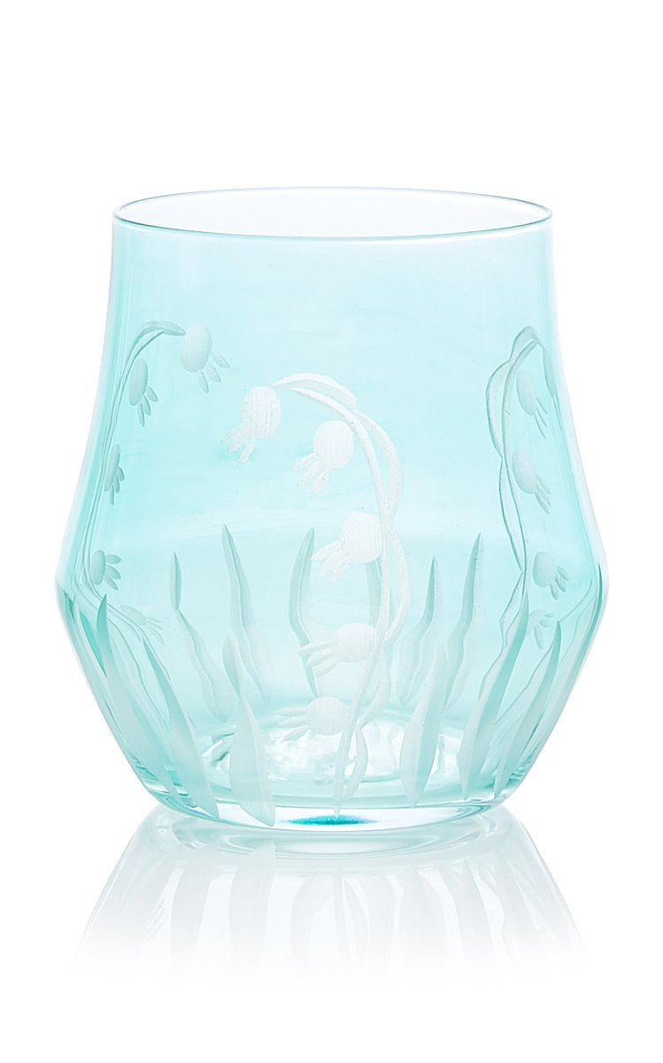 Moda Operandi, Moda Domus Set Of 4, Lily Of The Valley Engraved Wine Crystal Glass