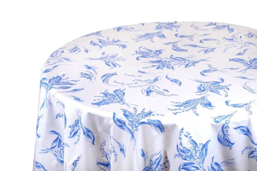 D. Porthault, Muguet Blue Tablecloth