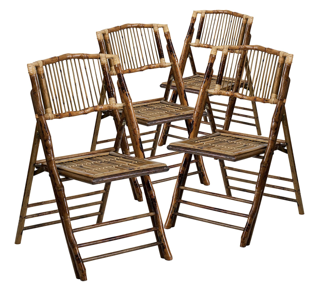Amazon, Bamboo Folding Chairs, BizChair 4 Pack Bamboo Wood Folding Chair - Event Folding Chair - Commercial Folding Chair