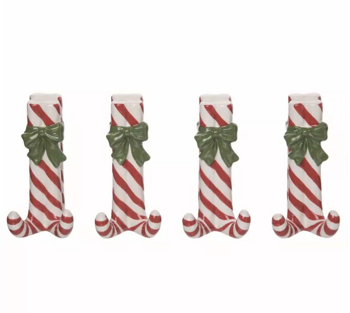Target, Transpac Ceramic White Christmas Peppermint Placecard Holders Set of 4