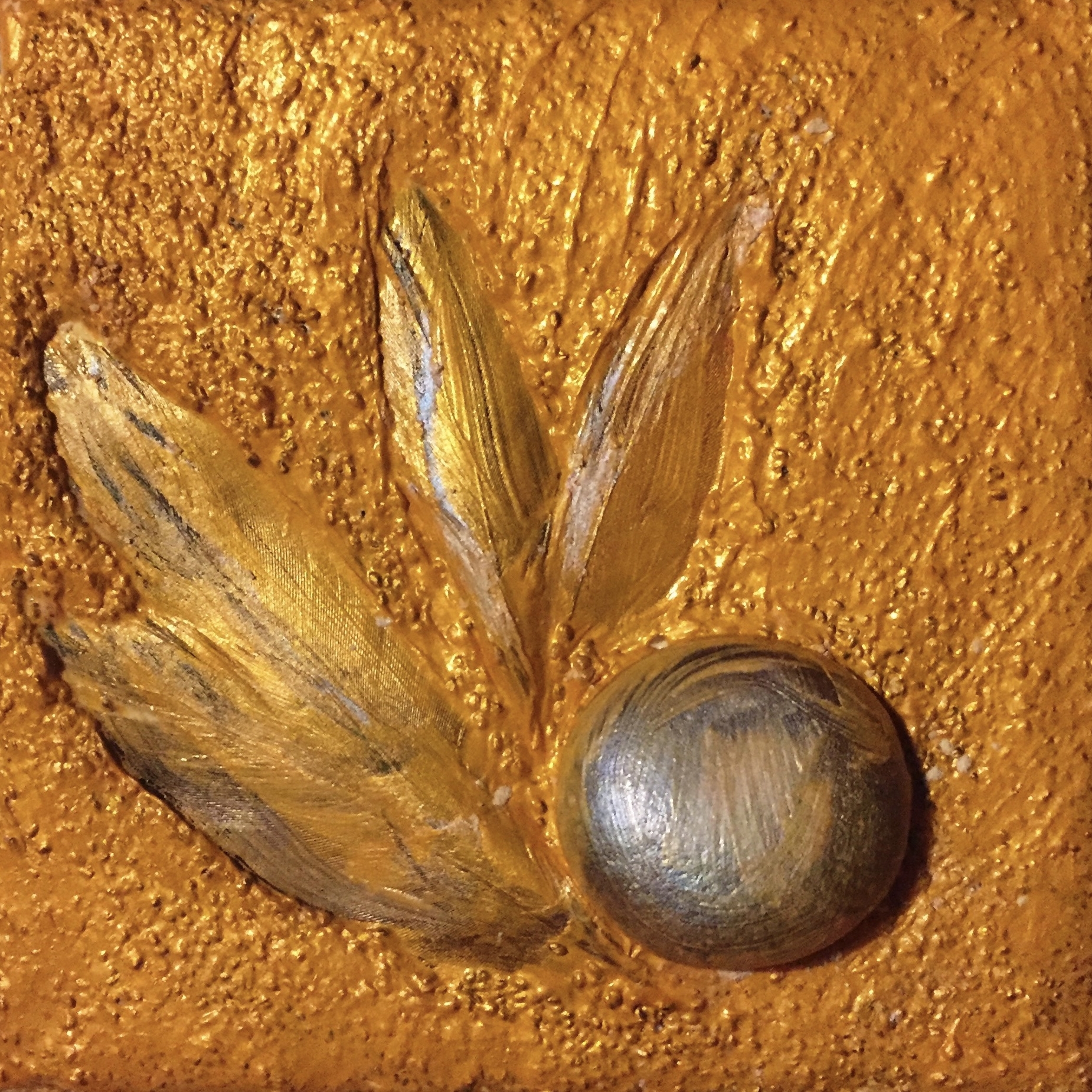 Five Smooth Stones. Mixed Media on Canvas.