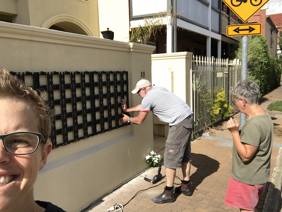 installing the green wall frame at CCP HQ