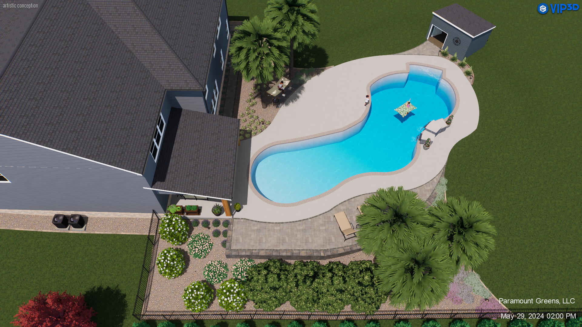 Backyard pool with surrounding paver patio in Greer, SC