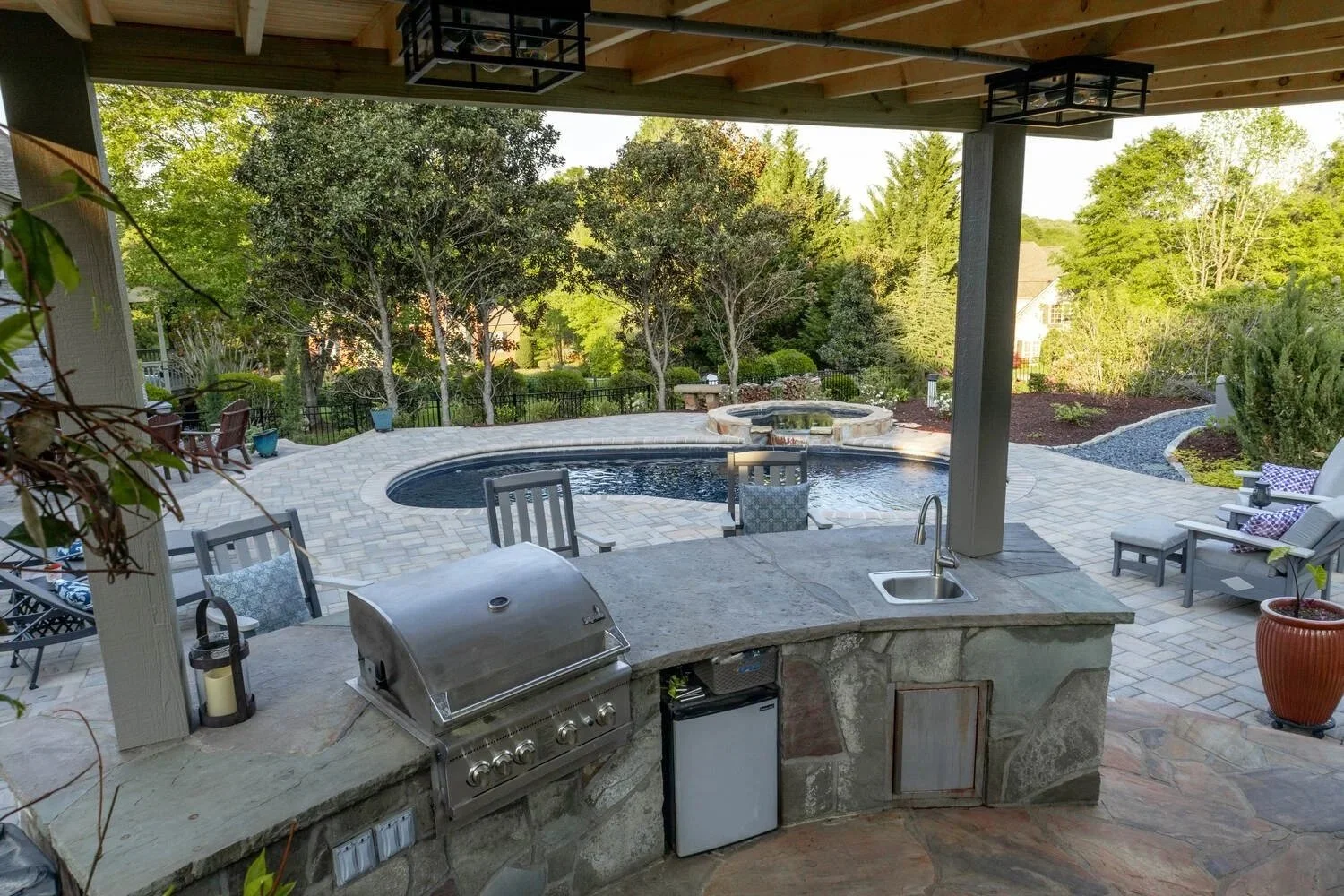 Covered outdoor kitchen design in Wade Hampton, SC