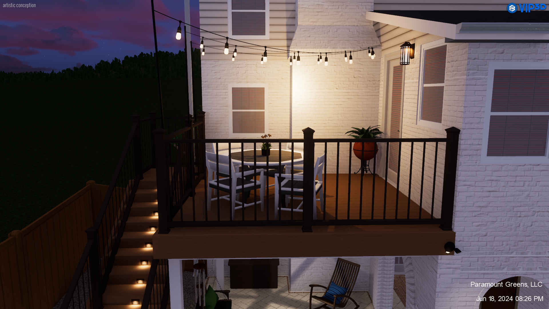Balcony with railing and outdoor lighting in Greenville, SC