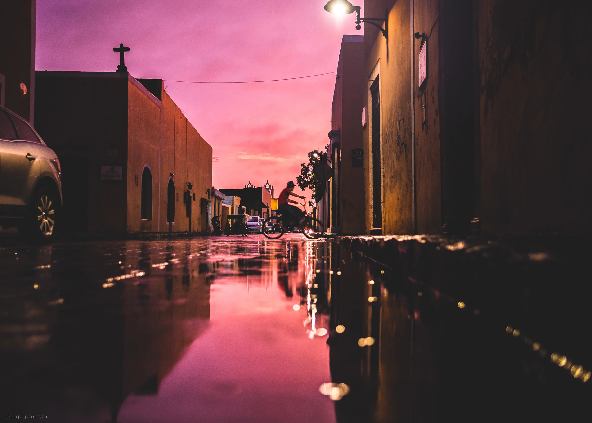 Sunset Cyclist in Izamal, Yucatan