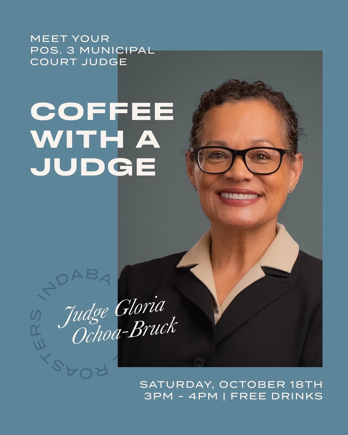 Join us for coffee with judge @gochoa_bruck this Saturday, October 18th from 3:00-4:00pm at Indaba Monroe 
Free drinks, conversation, and a chance to meet your Pos. 3 Municipal Court Judge! 
2020 N Monroe Street
#spokanecommunity #spokanecivics #i