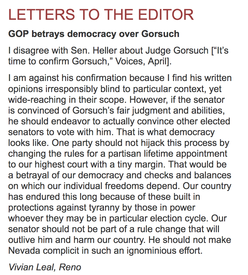 April 6th Letter to the Editor- RGJ