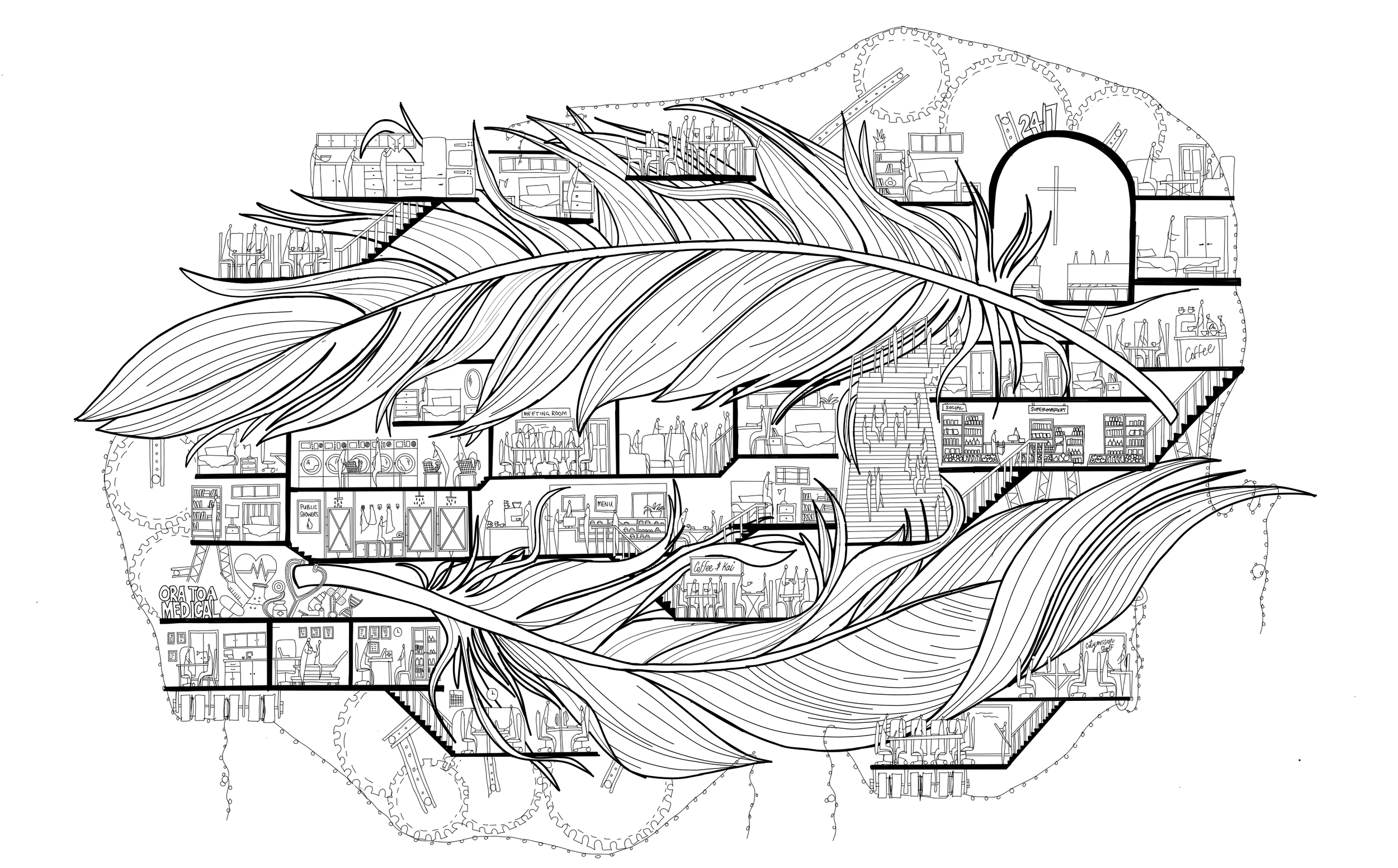 Silhouette of man playing the saxophone with musical notes
