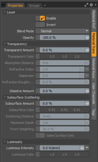 Material Trans Properties