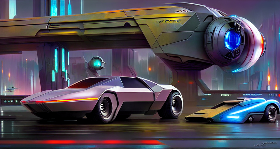 01553-2532393588-a futuristic super car in a cyberpunk city, detailed, sci-fi art,  starwars concept art, volumetric lighting, vincent di fate,.png