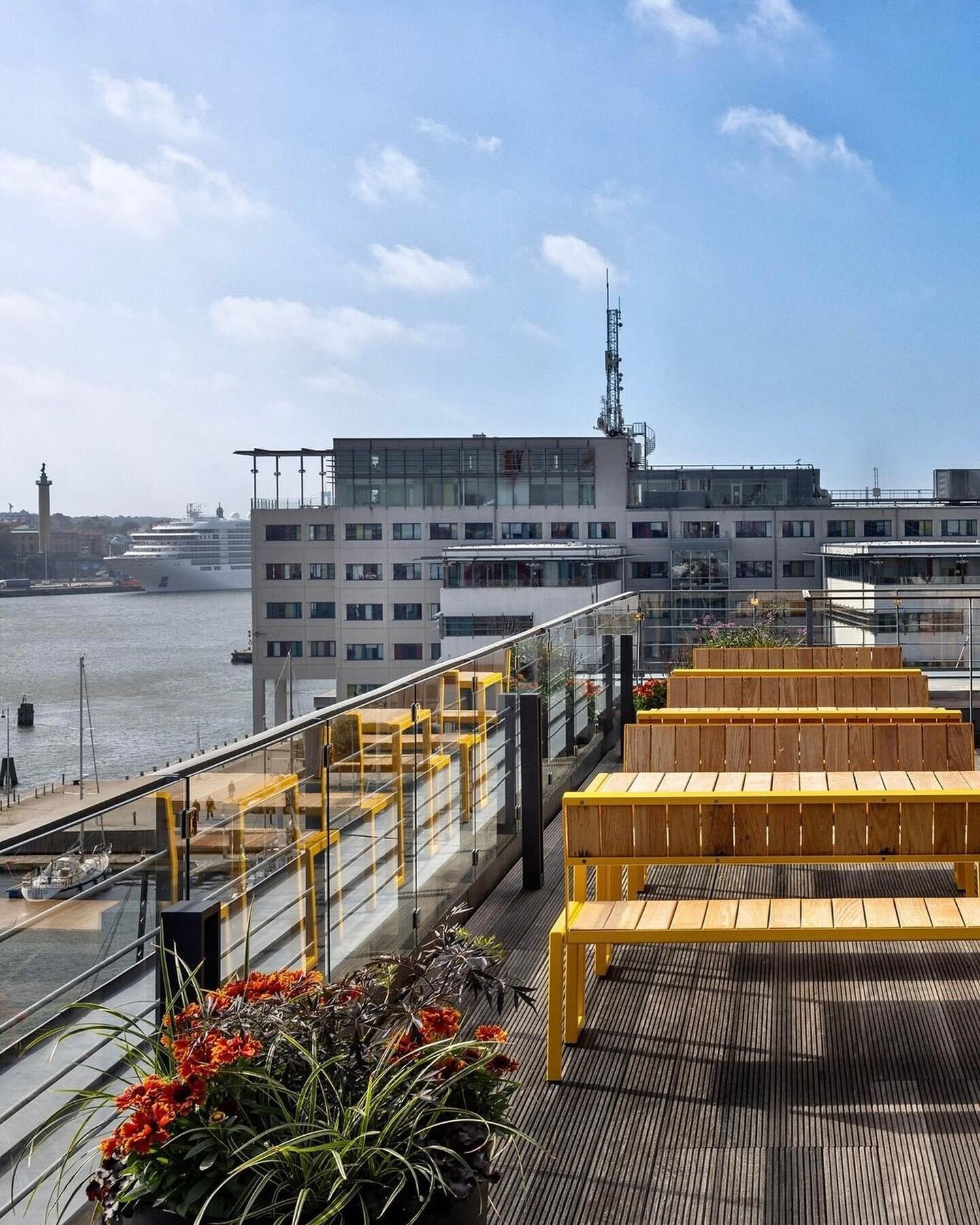 Nola - L&aring;ngbordet
Accomodating larger gatherings, L&aring;ngbordet serves multiple purposes providing a space for relaxation, coffee breaks or play in public settings. 

Pictured here on a rooftop terrace in Gothenburg&rsquo;s harbour, Sweden. 