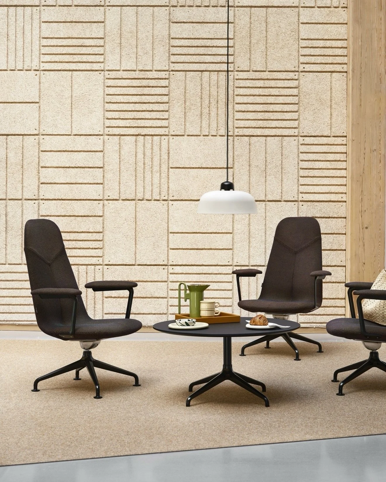 New | Primo Lounge by @skandiform 

Designed by @stefanborselius, Primo Lounge pairs a high-back upholstered shell with a swivelling pillar base featuring a rocking and self-centring mechanism. 

Upholstered armrests provide additional support while 
