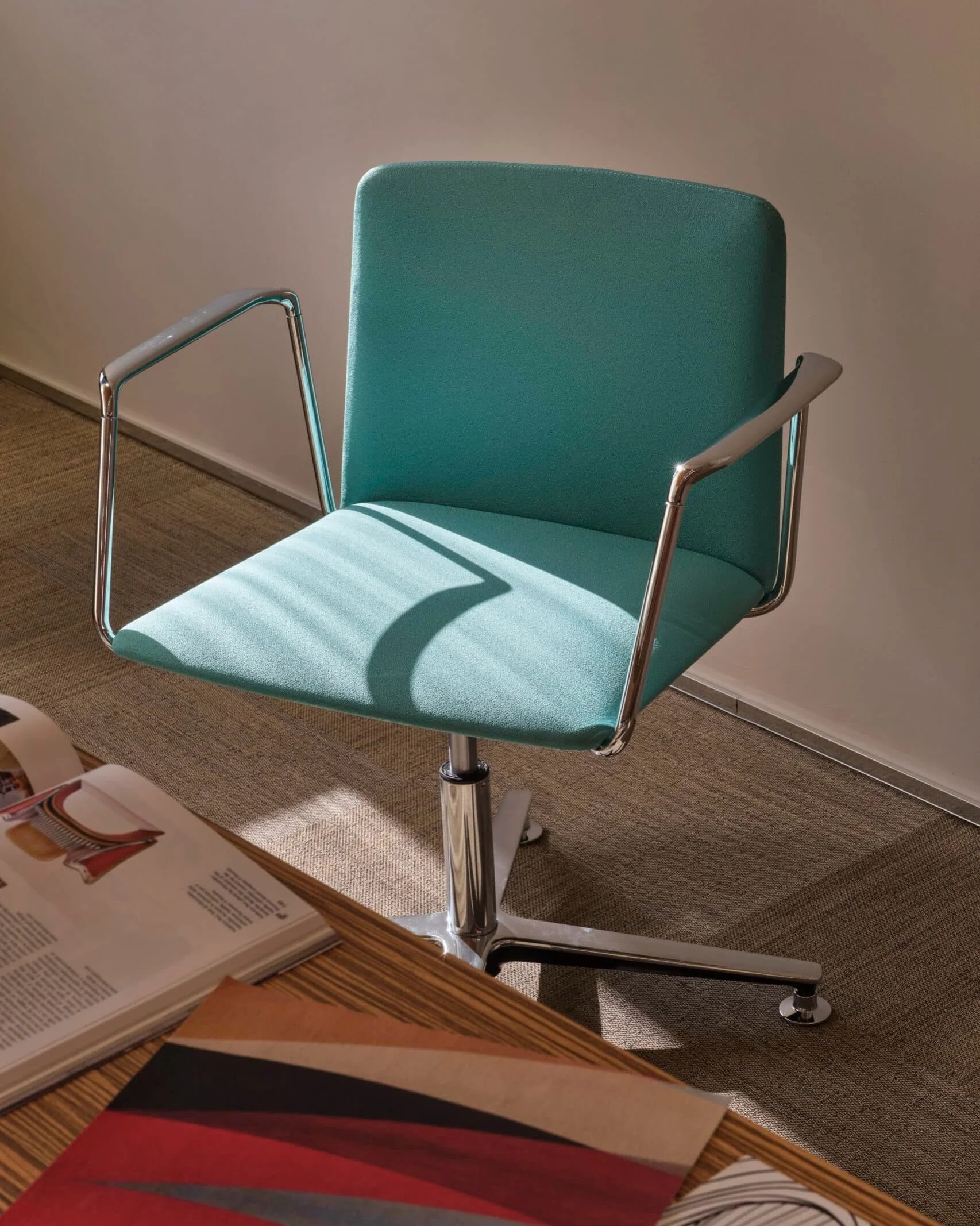Stamp Chair by @segisofficial 
Design Alejandro Vald&eacute;s

A fresh perspective on the traditional office chair.

Designed by Alejandro Vald&eacute;s for Italian furniture maker Segis, Stamp pairs a softly upholstered seat and backrest with a slen