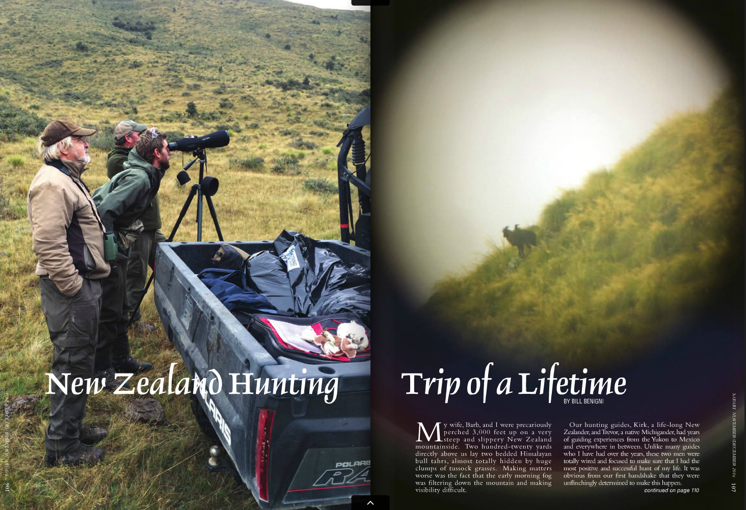 Bill's article in the Nov/Dec 2016 Safari magazine - the official publication of Safari Club International