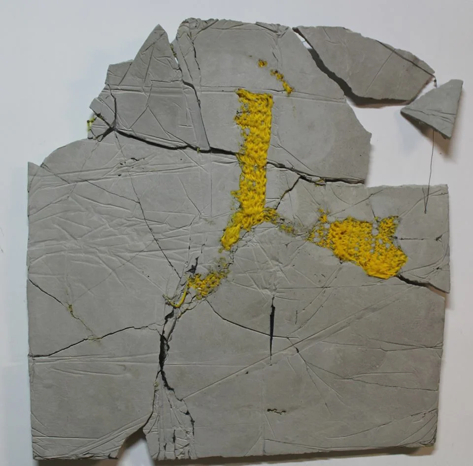 20 square meters, 2017, 80x90 cm, Iron net, concrete and synthetic wool