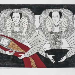 Photo: Cholmondeley Ladies Redux, 2016, etching and chine colle, 67x107 cm
