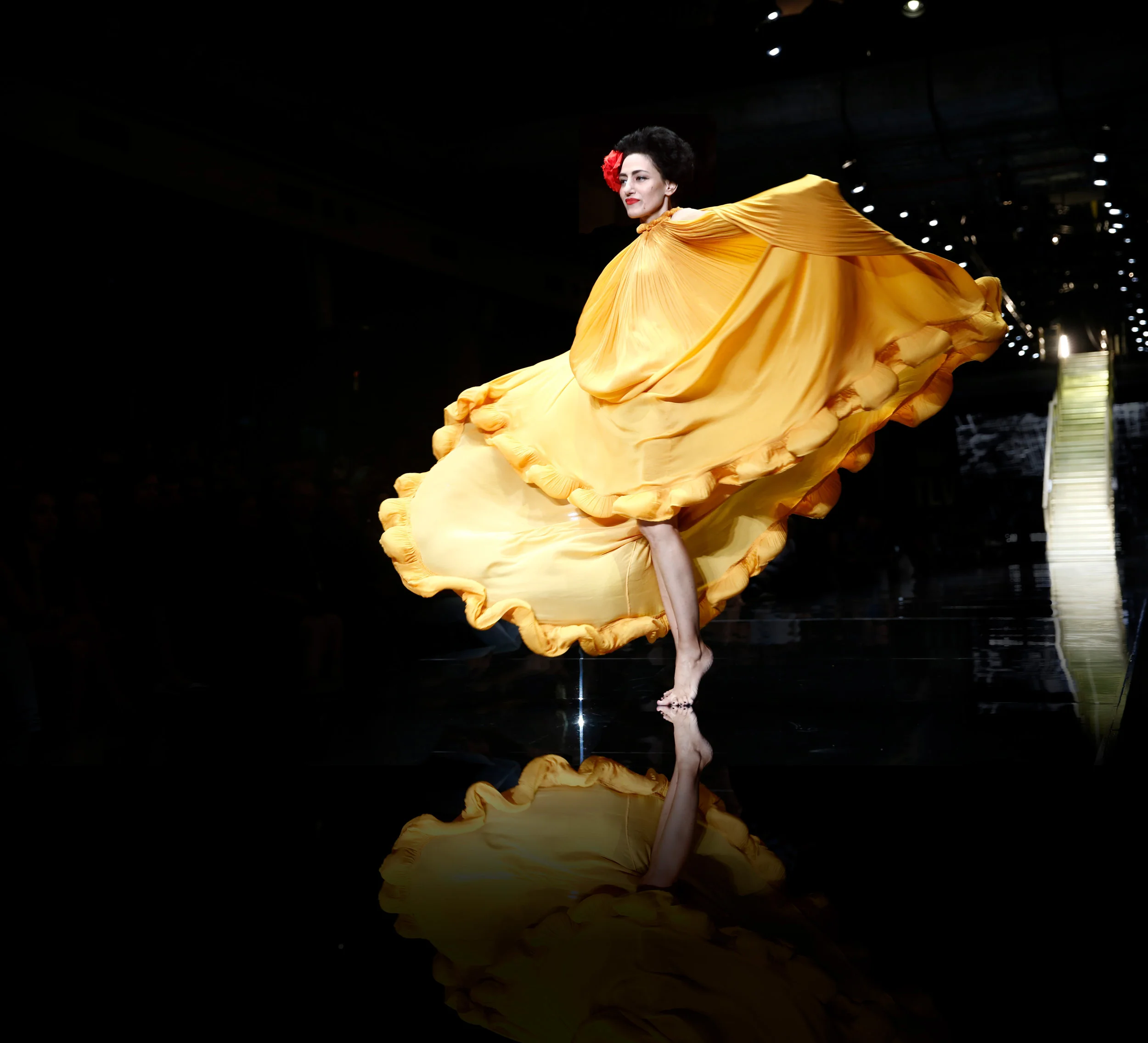 Ronit Elkabetz in a gown by Alber Elbaz at Gindi TLV Fashion week, 2015. Photographer: Amit Berlowitz ©