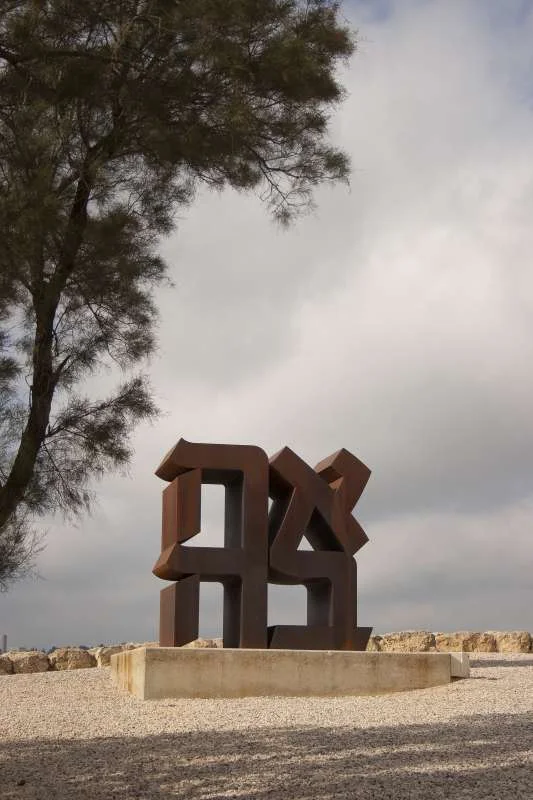 A work by Robert Indiana in the sculpture garden at The Israel Museum