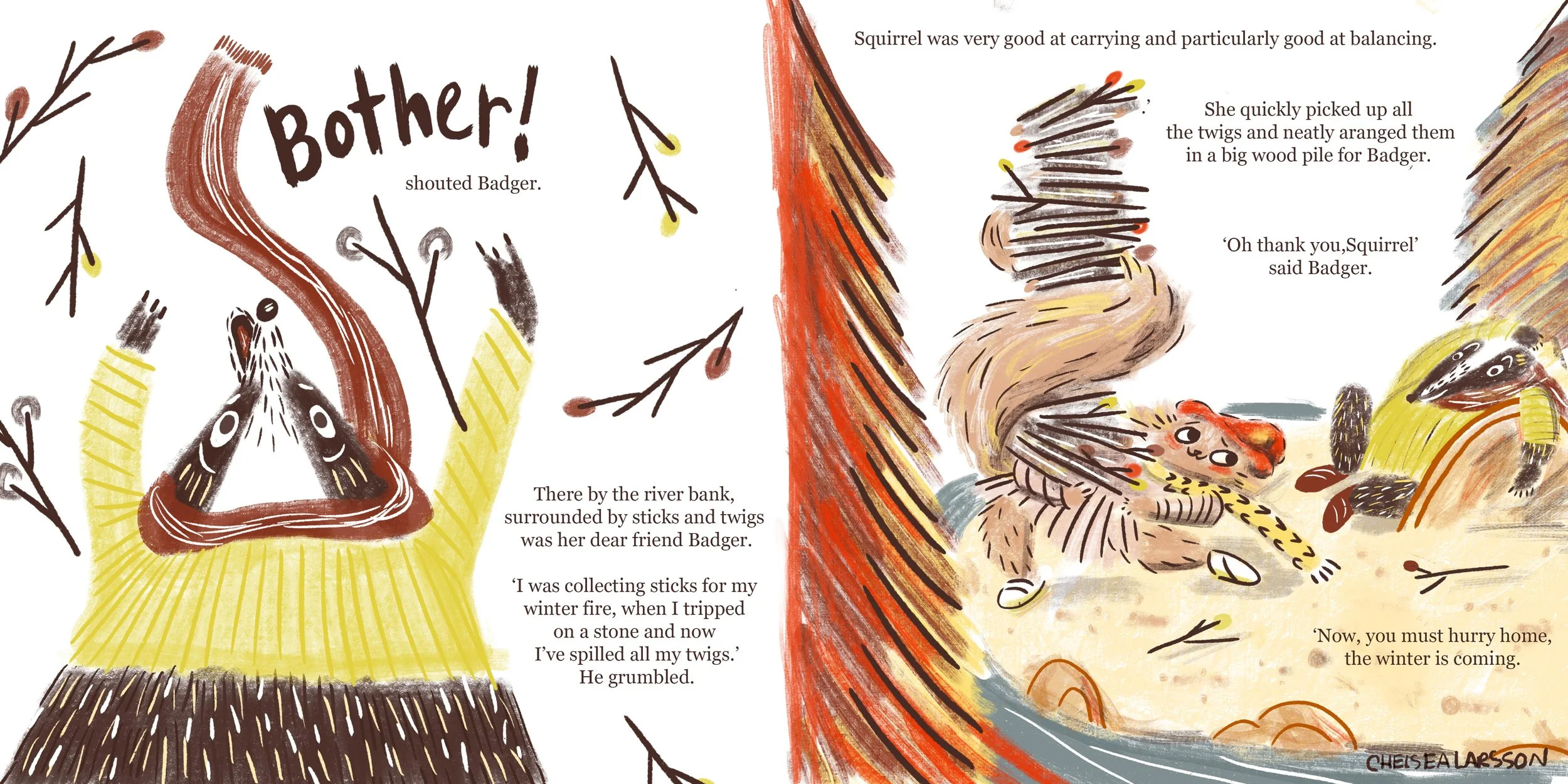 Proposed spread for MATS Illustrating Children's Book course