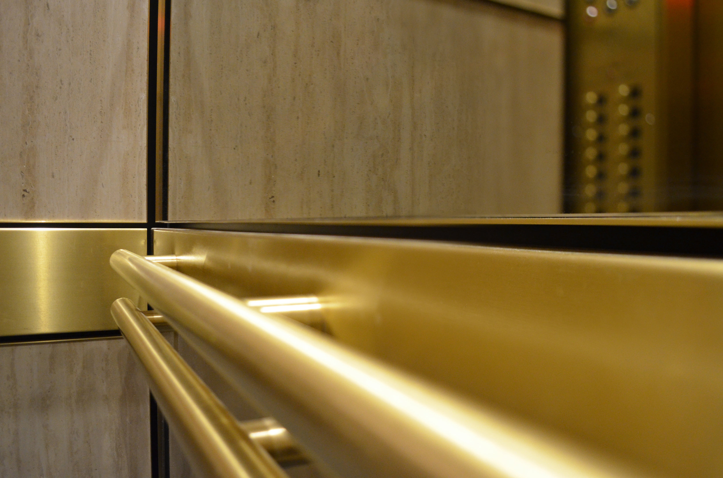 Double Tubular Brass Elevator Handrails