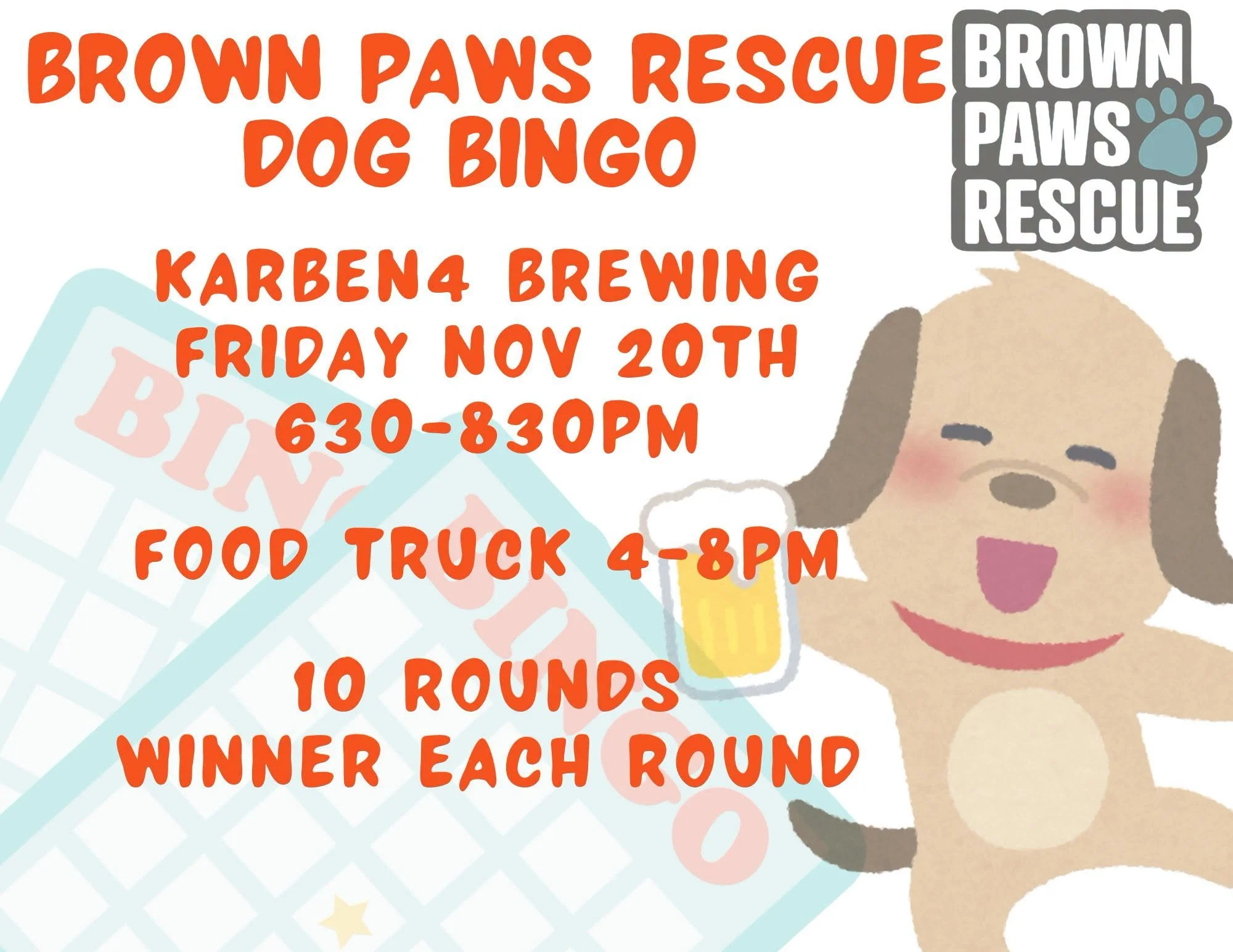 Brown Paws Rescue Dog Bingo @ Karben4 Brewing