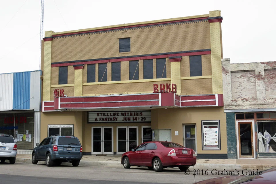 The Waiting for Guffman title is shown over the Baker Theatre, as seen in May 2013