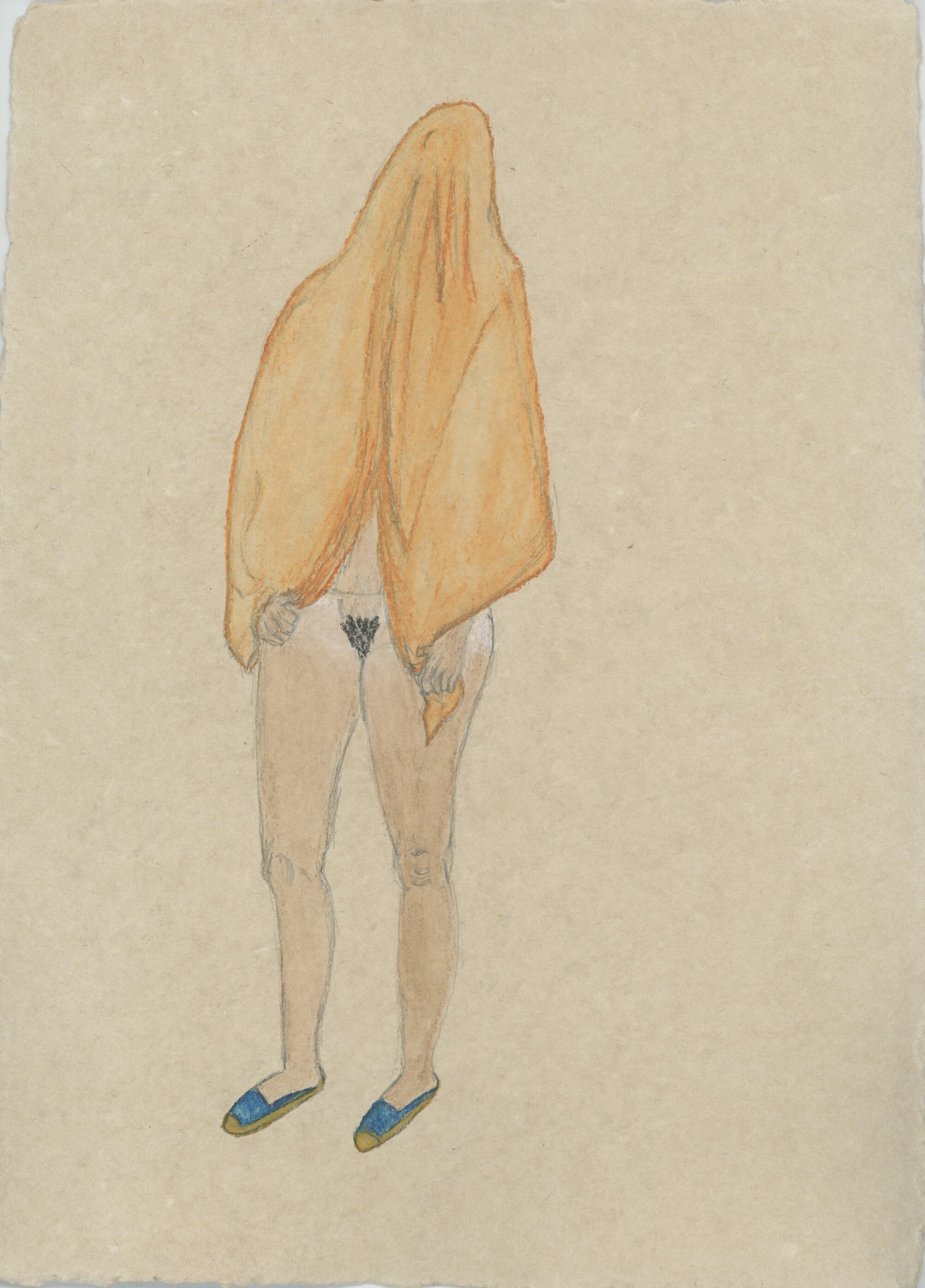Naked woman covered with a towel,  25.5 x 30 cm, 2019