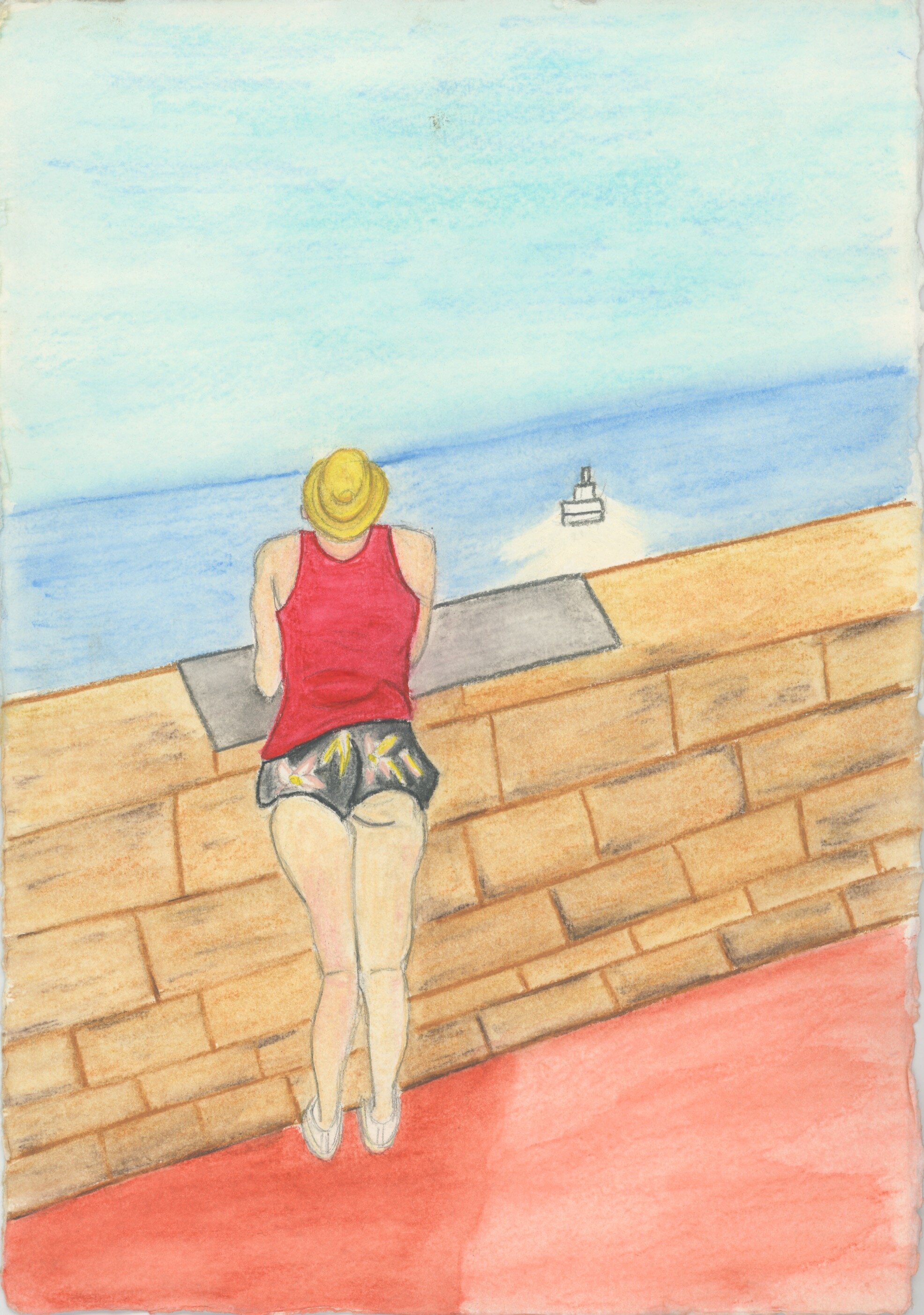 Woman looking into the horizon, 25.5 x 30 cm, 2019