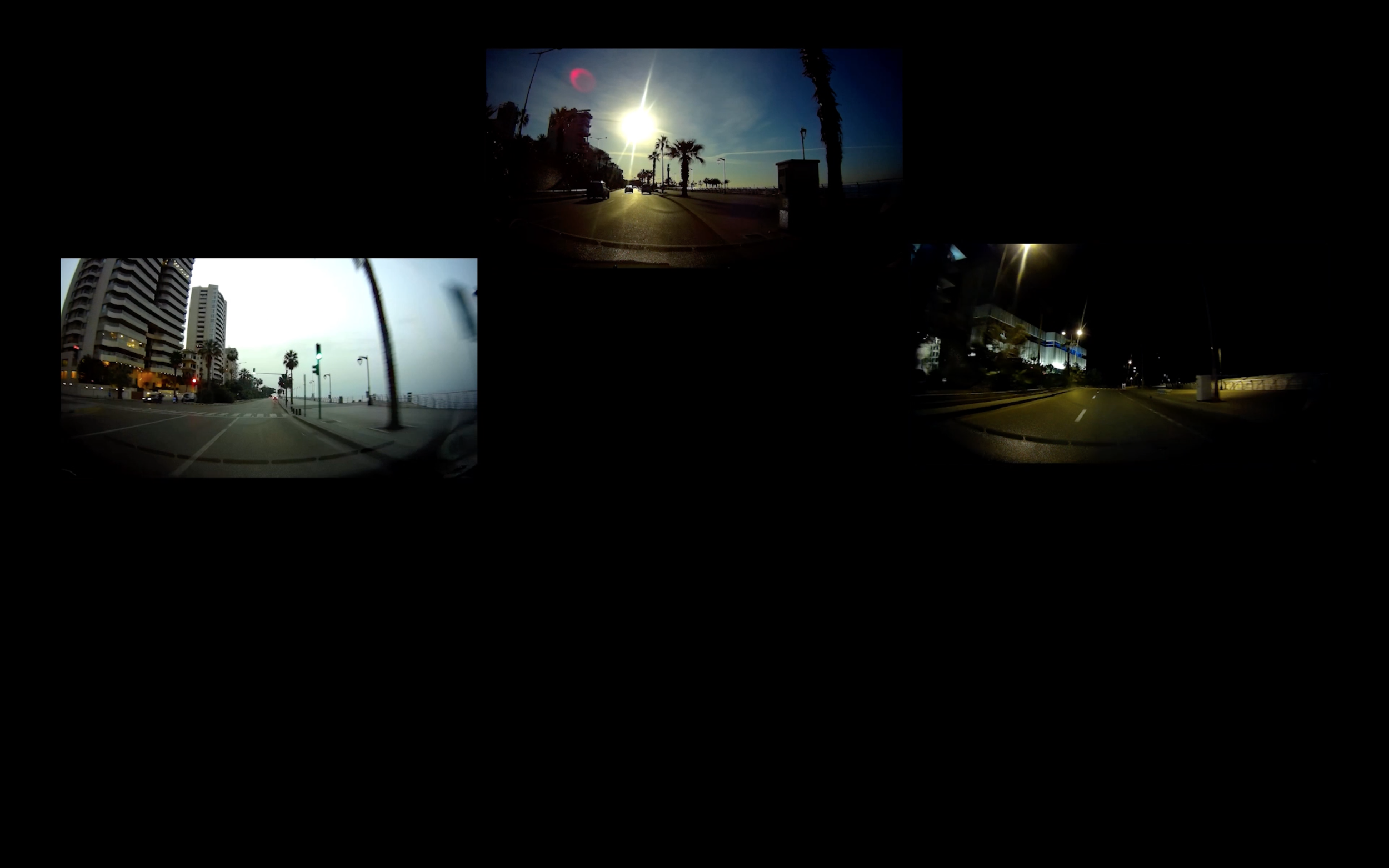 five-screen configuration simulated in one frame