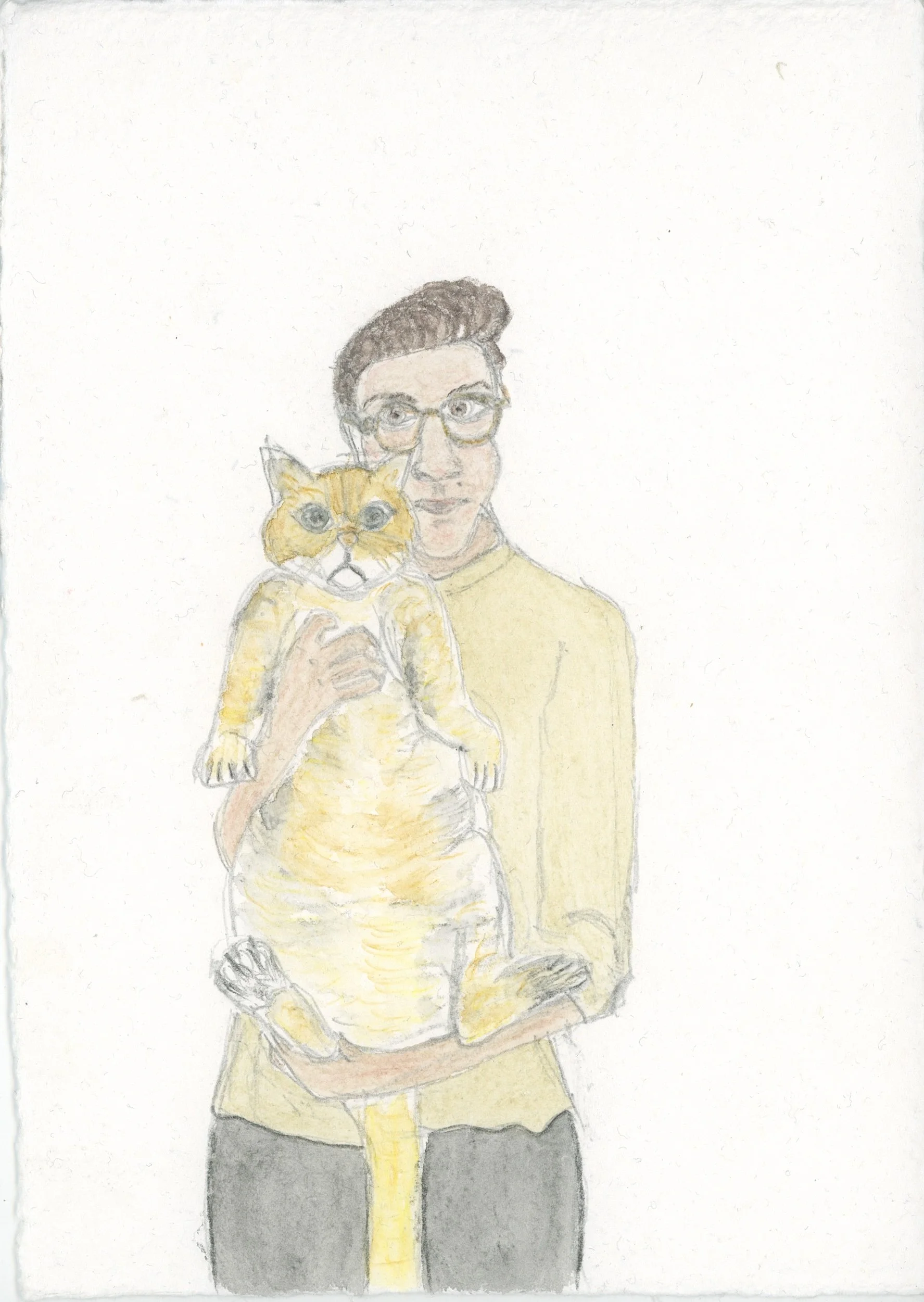 Woman Holding a Cat in Her Arms